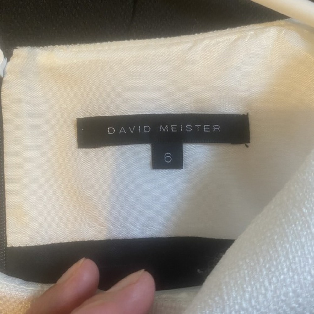 David Meister Shift Dress Black White Knee Length Sleeveless Career Pockets Sz 6 - Picture 7 of 7